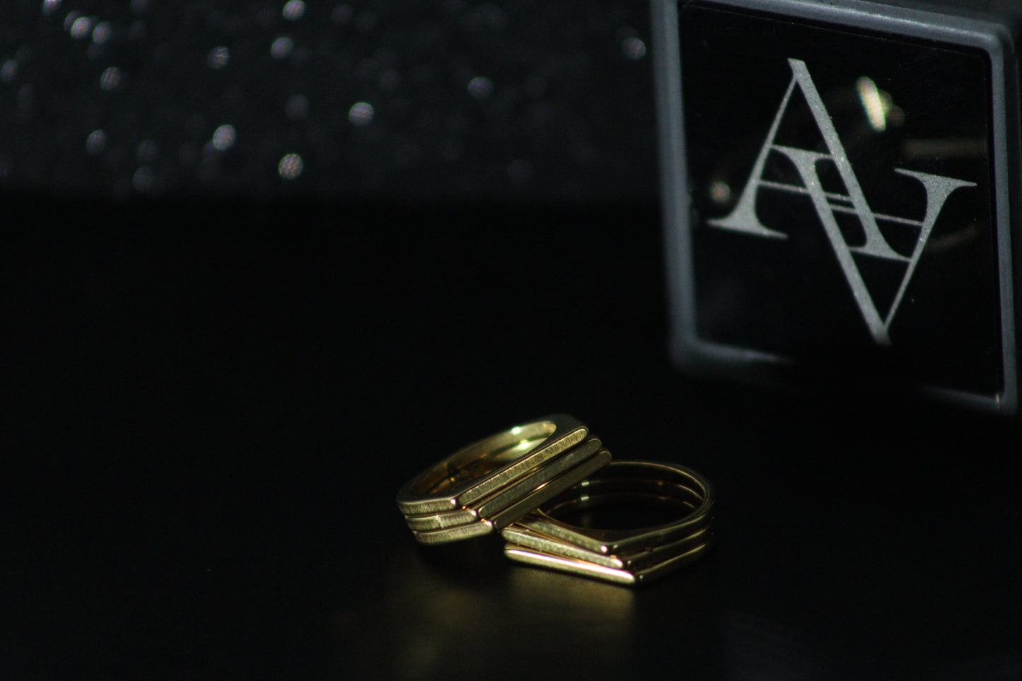 3 Bar Signet Ring Golden - Stylish Mens Ring Pakistan