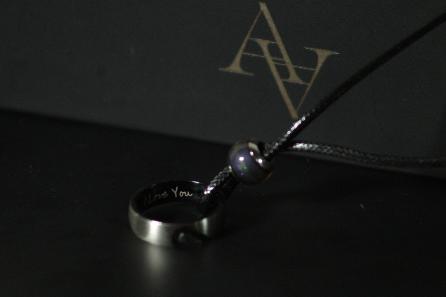 Ring Pendant Leather Cord Necklace for Men