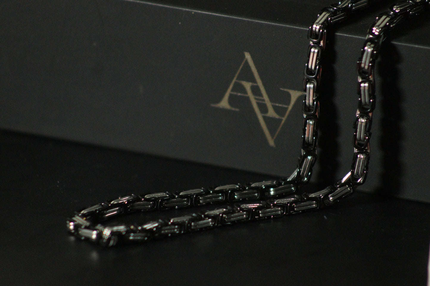 Silver Black Byzantine Link Neck Chain