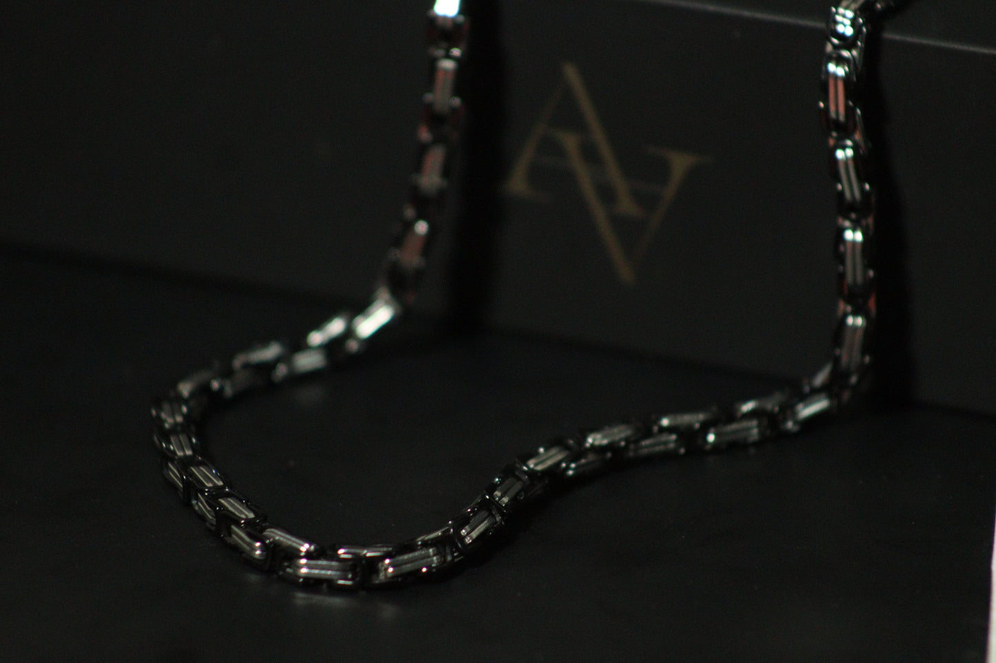 Silver Black Byzantine Link Neck Chain