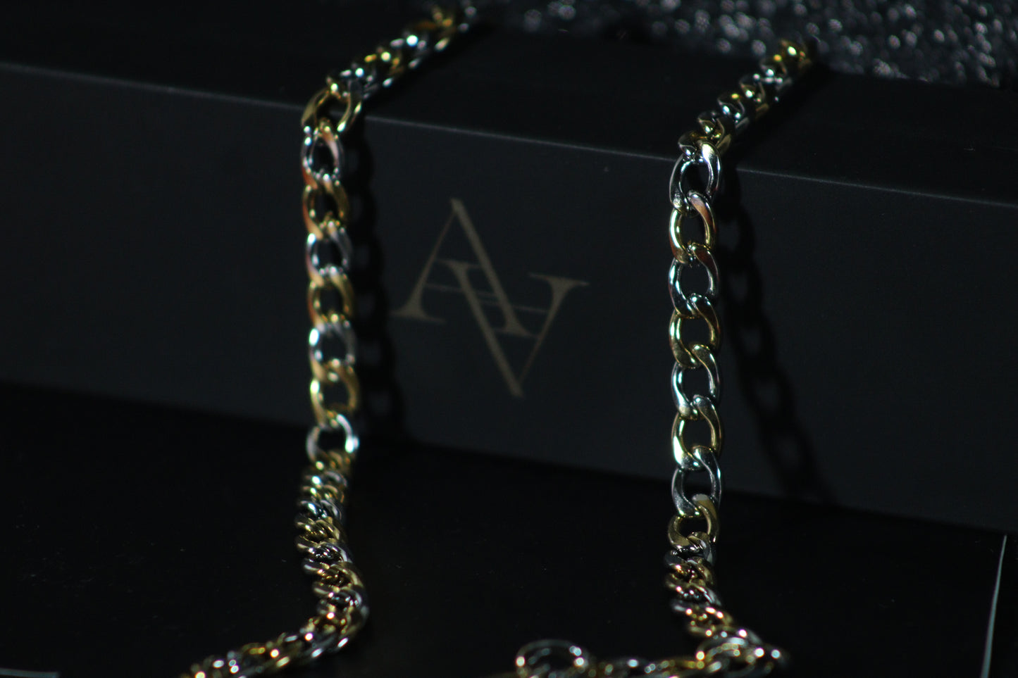 Sullery Snake Cut Link Dual Tone Gold Silver Stainless Steel Chain For Men
