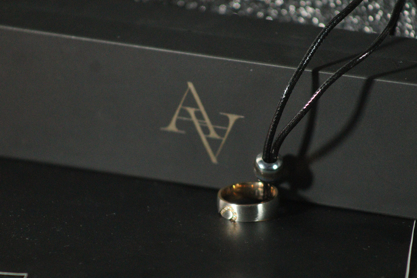 Ring Pendant Leather Cord Necklace for Men