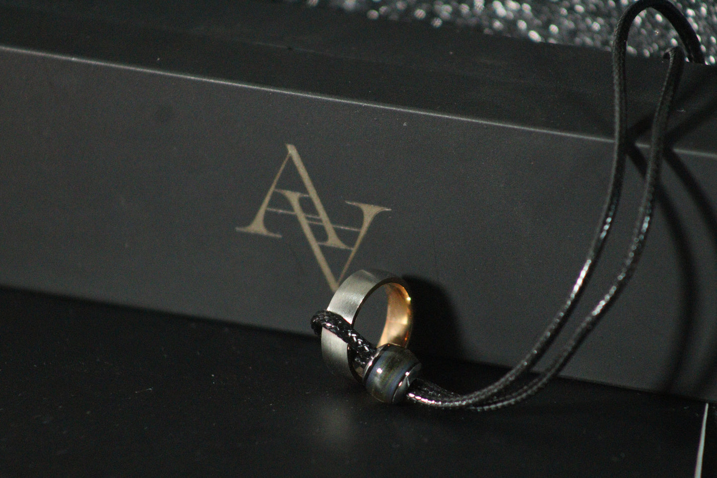 Ring Pendant Leather Cord Necklace for Men
