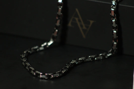 Silver Black Byzantine Link Neck Chain