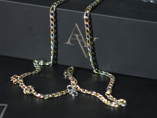 Sullery Snake Cut Link Dual Tone Gold Silver Stainless Steel Chain For Men